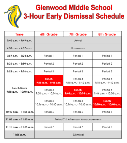 3 hour early dismissal